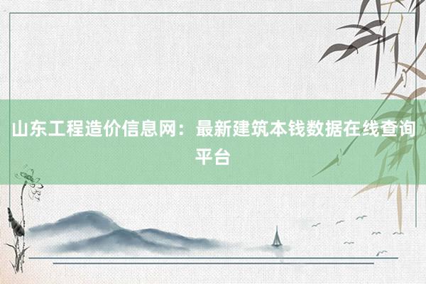 山东工程造价信息网：最新建筑本钱数据在线查询平台